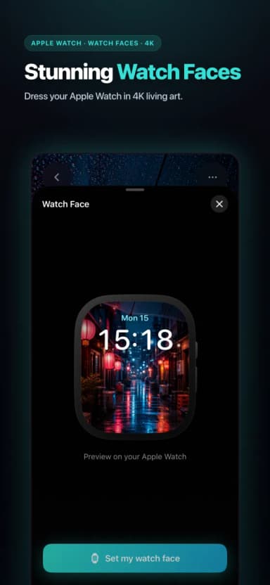 2Live App Store screenshot — Stunning 4K Apple Watch faces and living watch art