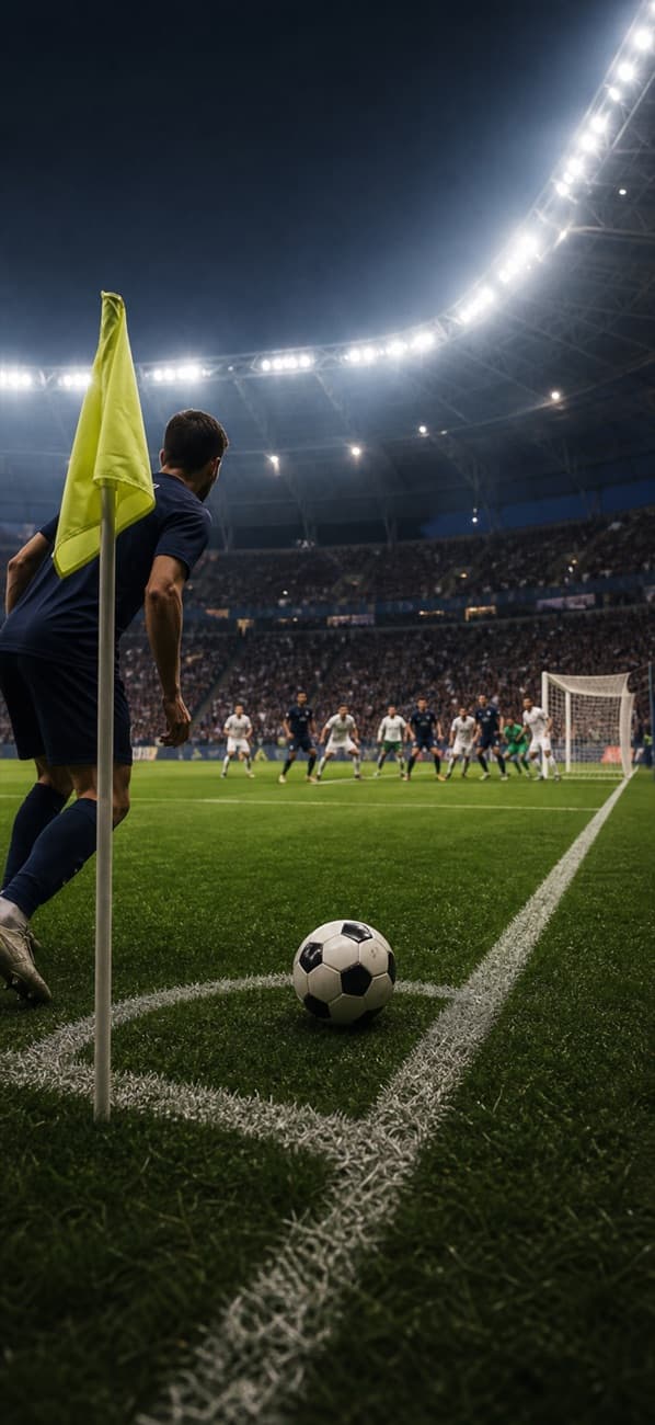Corner kick before a roaring crowd