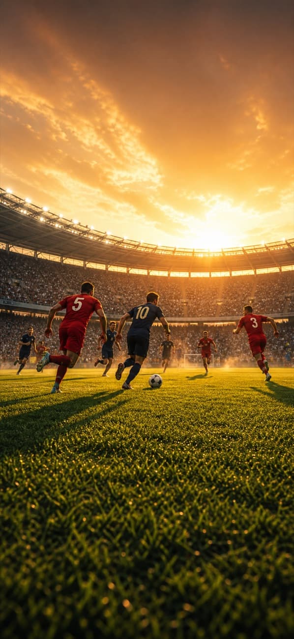 Hot sunset over the stadium