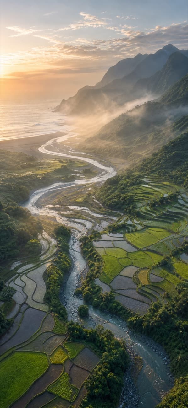 North coast rice terraces and river
